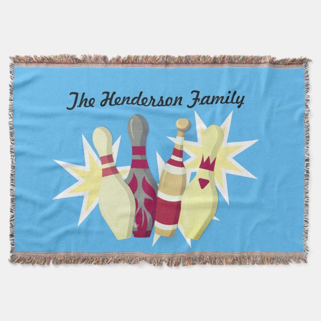 Bowling im Vintagen Stil Decke (Vorderseite)