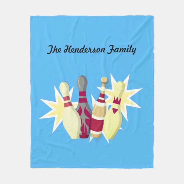Bowling im Vintagen Stil Fleecedecke (Vorderseite)