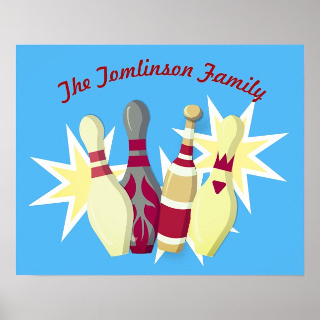 Bowling im Vintagen Stil Poster (Vorne)