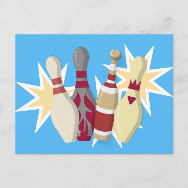Bowling im Vintagen Stil Postkarte (Vorderseite)