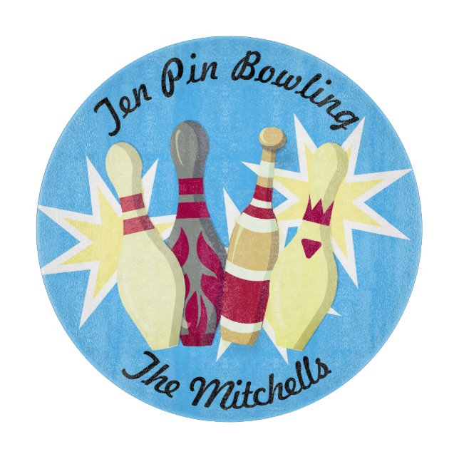 Bowling im Vintagen Stil Schneidebrett (Vorderseite)