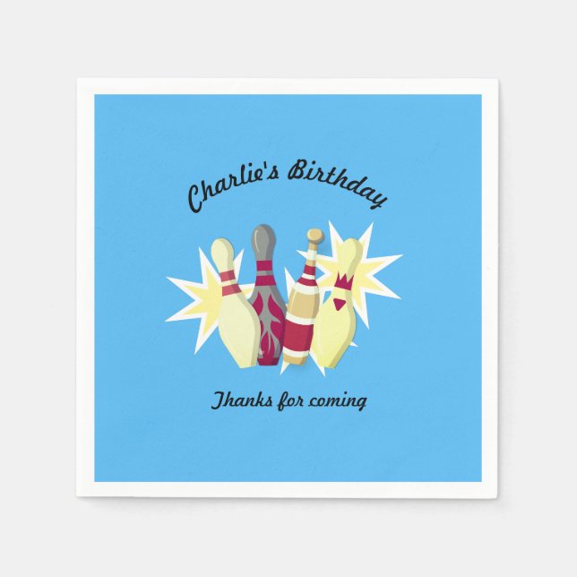 Bowling im Vintagen Stil Serviette (Vorderseite)