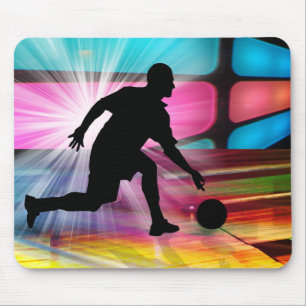 Bowling in einer Neongasse Mousepad