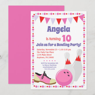 Bowling Invasion Girls Bowling Birthday Party Einladung