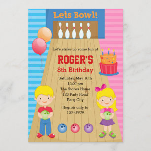 Bowling Invitations (Boy Girl Twins Blonde) Einladung