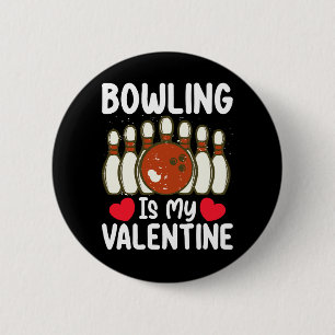 Bowling ist mein Valentinstag-Liebesherz Button