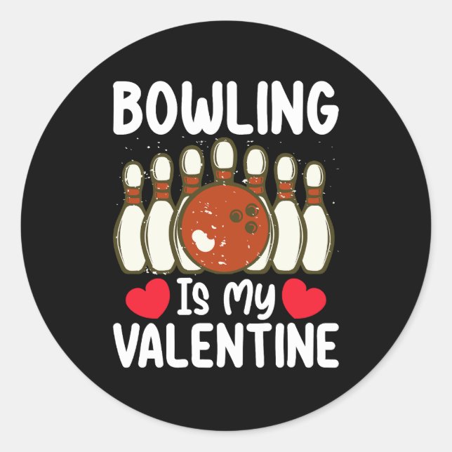 Bowling ist meine Liebe am Valentinstag Runder Aufkleber (Vorderseite)