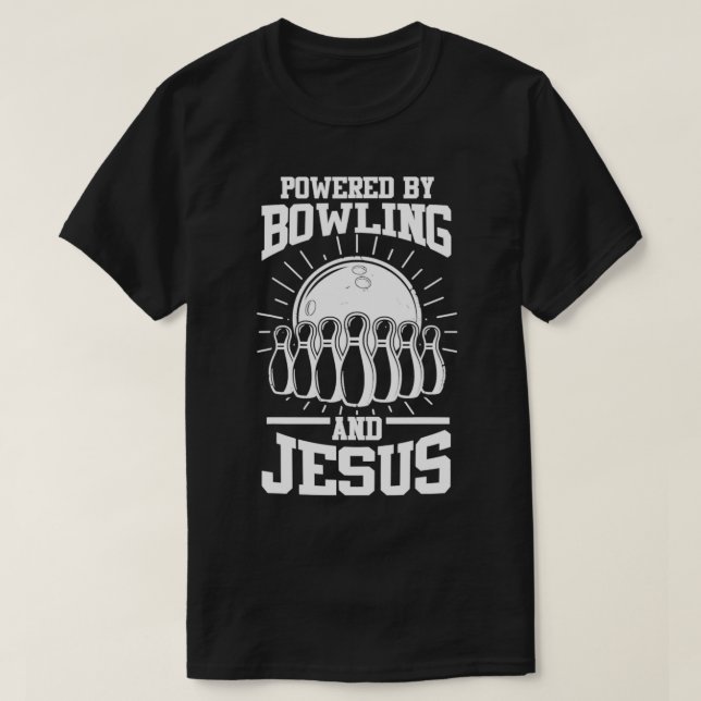 Bowling Jesus Bowler Jesus Christus T-Shirt (Design vorne)
