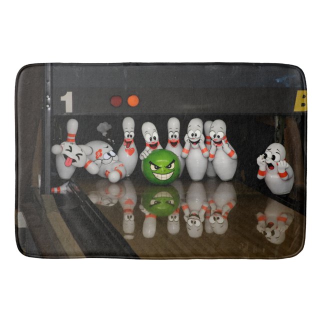 Bowling-Karrikatur Badematte (Vorderseite)