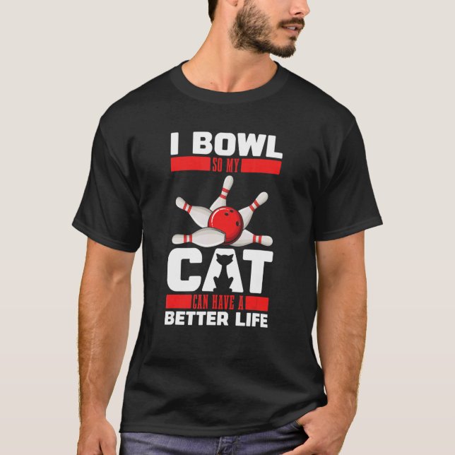 Bowling-Katze-Bahn-Team-Liga-Bowling T-Shirt (Vorderseite)