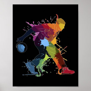 Bowling-Kegler-Farbspritzer Poster