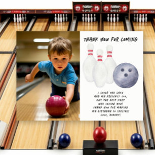 Bowling-Kindergeburtstagsfeier Dankeskarte