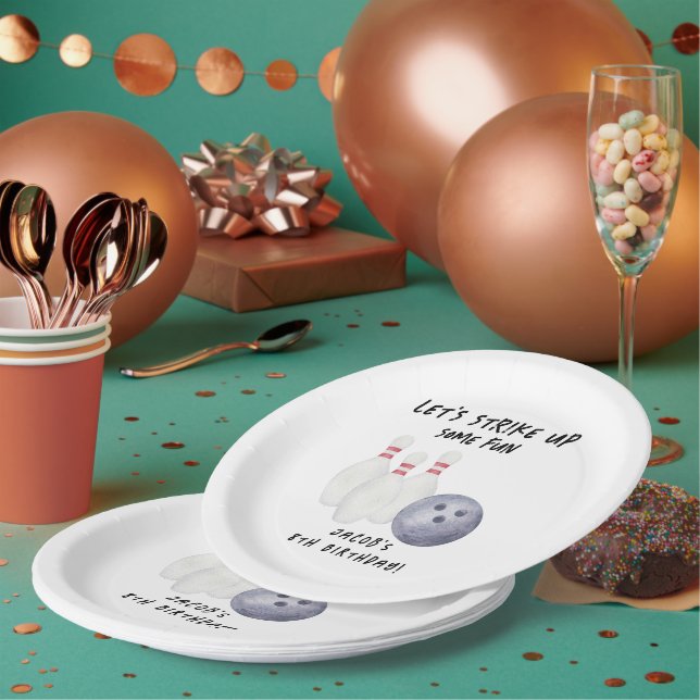Bowling-Kindergeburtstagsfeier Pappteller (Multi)
