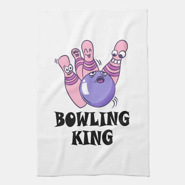 Bowling King Childrens Geburtstagspartei Geschirrtuch (Vertikal)
