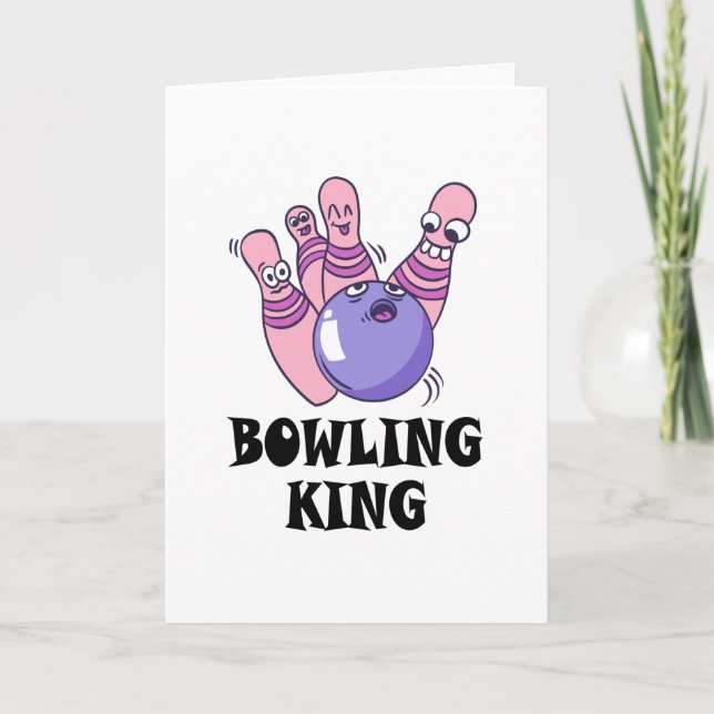Bowling King Childrens Geburtstagspartei Karte (Vorderseite)