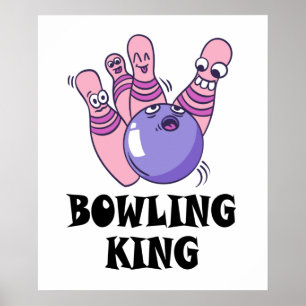 Bowling King Childrens Geburtstagspartei Poster