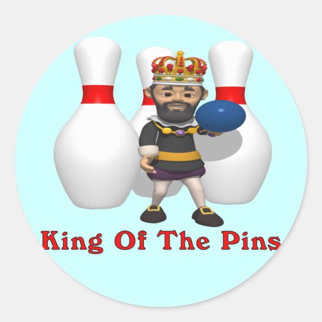 Bowling King Runder Aufkleber (Vorderseite)