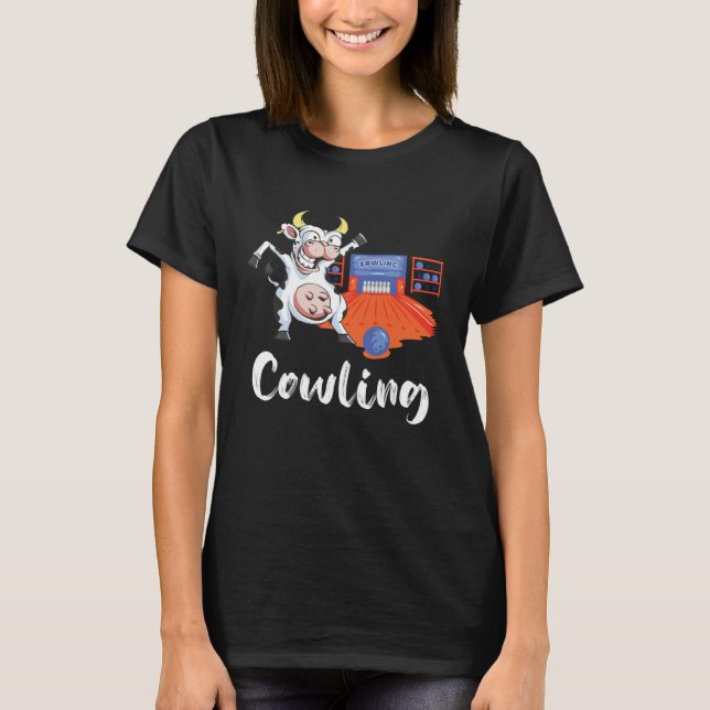 Bowling-Kuh-Bowler-Strike-Bowling-Pin-Bowling-Ball T-Shirt (Vorderseite)