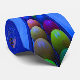 Bowling Lanes Balls Black Light Color Necktie Krawatte