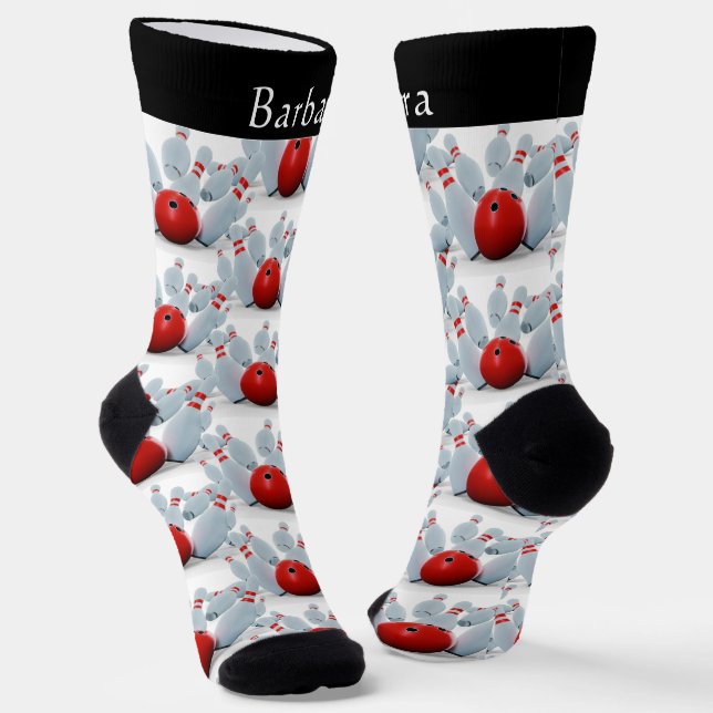Bowling League Bowling Ball Bowling Buttone Bowler Socken (Gewinkelt)