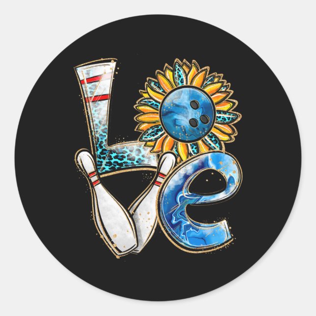 Bowling Liebe Sonnenblumen Bowling Button Matching Runder Aufkleber (Vorderseite)