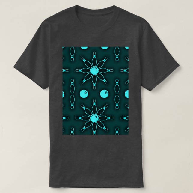 Bowling Light Blue Seamless Wallpaper T T-Shirt (Design vorne)