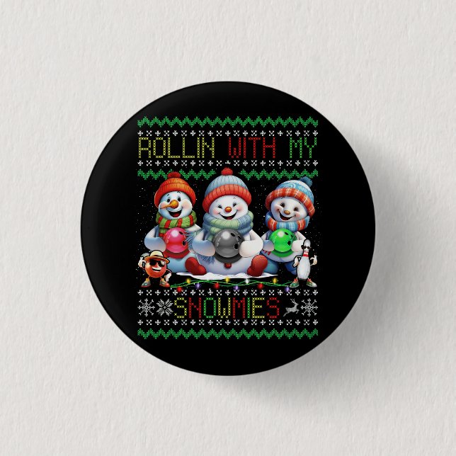 Bowling Lover Bowlers Rollin zu Weihnachten Button (Vorderseite)