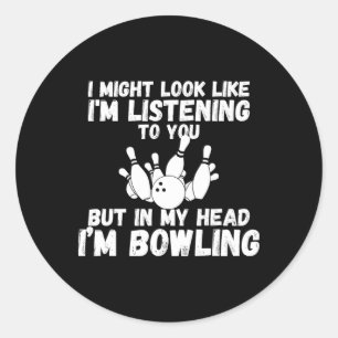 Bowling Lover Men Women Kinder Teenager Jungs Mädc Runder Aufkleber