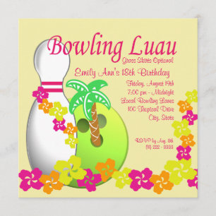 Bowling Luau Einladung