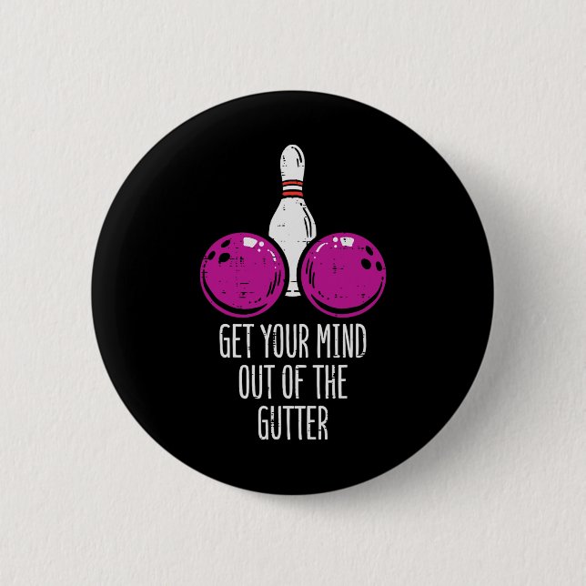 Bowling macht sich den Kopf aus dem lustigen Bowle Button (Vorderseite)