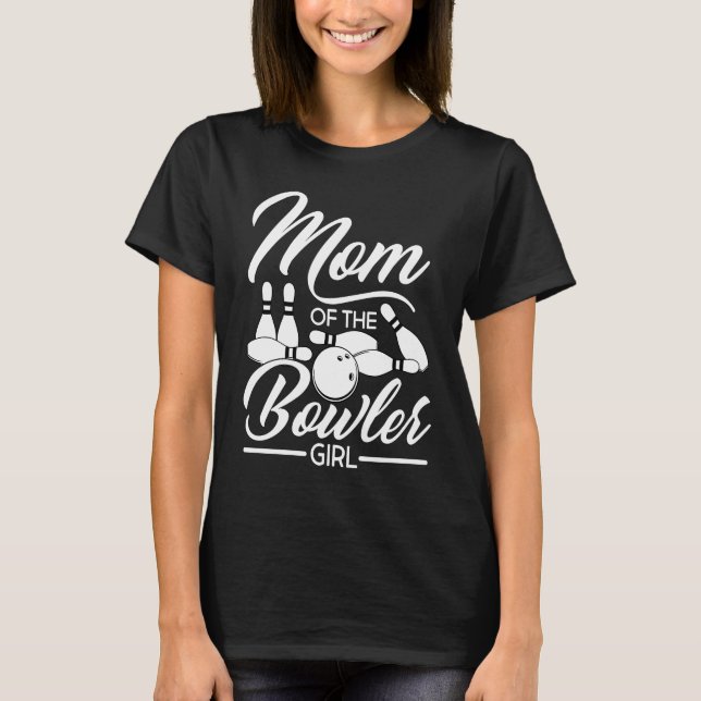 Bowling Mama Button Bowler Strike Bowling Team Bow T-Shirt (Vorderseite)