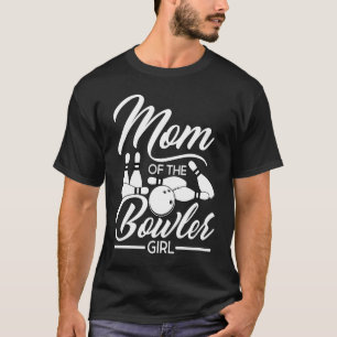Bowling Mama Button Bowler Strike Bowling Team Bow T-Shirt