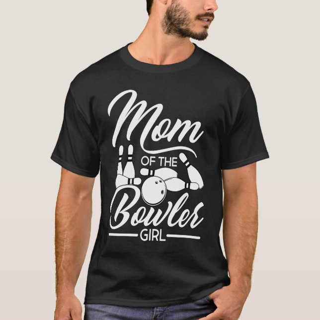 Bowling Mama Button Bowler Strike Bowling Team Bow T-Shirt (Vorderseite)
