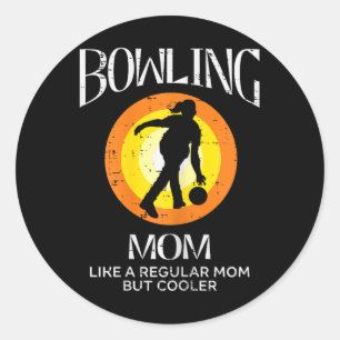 Bowling Mama Cooler Retro Mütter Tag Bowler Mommy Runder Aufkleber