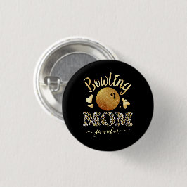 Bowling Mama Gold Leopard Glitzer Personalisiert Button