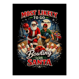 Bowling mit Santa Poster