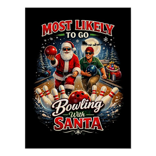 Bowling mit Santa Poster (Vorderseite)