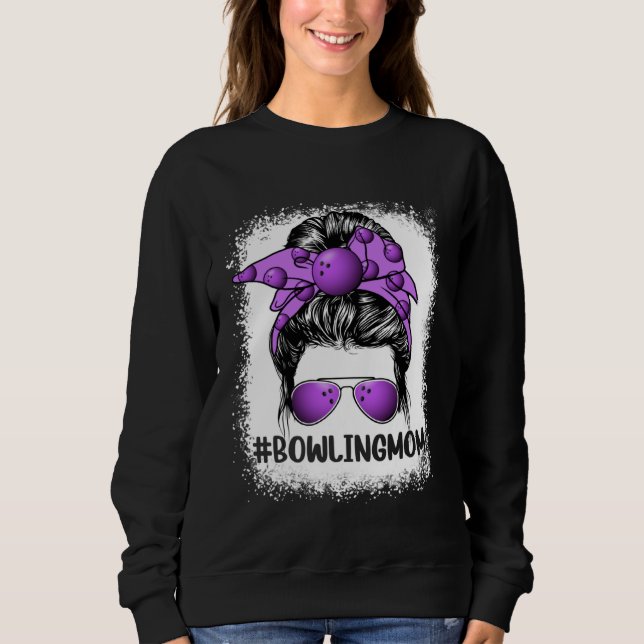 Bowling Mom Glasses Messy Bun Women Cute Mother s  Sweatshirt (Vorderseite)