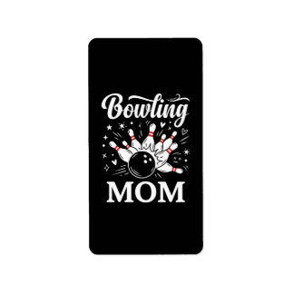 Bowling Mom Heart Pins Funny League Mothers Day Adressaufkleber