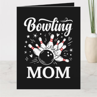 Bowling Mom Heart Pins Funny League Mothers Day Dankeskarte