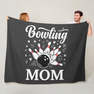 Bowling Mom Heart Pins Funny League Mothers Day Fleecedecke