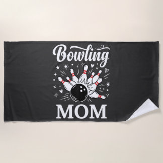 Bowling Mom Heart Pins Funny League Mothers Day Strandtuch
