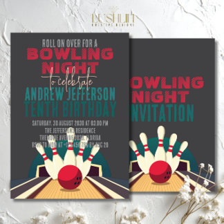 Bowling Movie lasse das Roll Birthday Party Cinema Einladung
