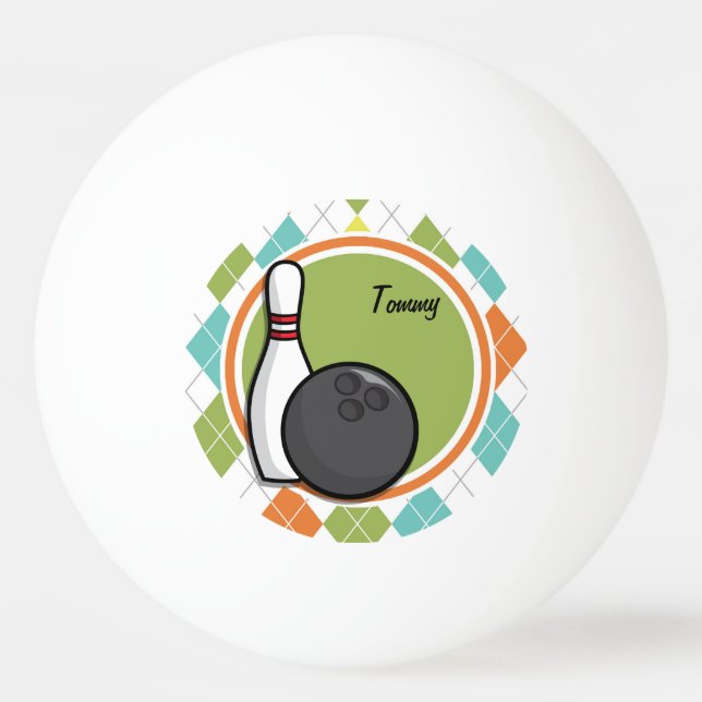 Bowling; Muster für farbenfrohe Raute Tischtennisball (Vorderseite)