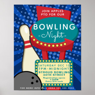 Bowling-Nacht-Flyer, Bowling-Turnier Poster