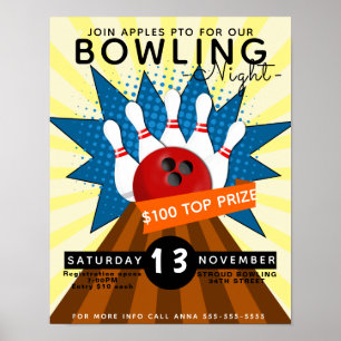 Bowling-Nacht-Flyer, Bowling-Turnier Poster