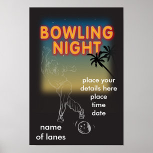 Bowling-Nachtplakat Poster