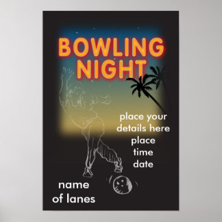 Bowling-Nachtplakat Poster