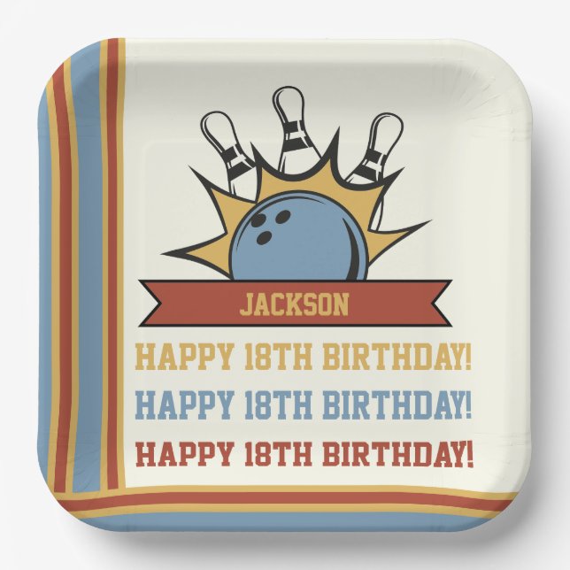 Bowling Name Age Sentiment Birthday Pappteller (Vorderseite)