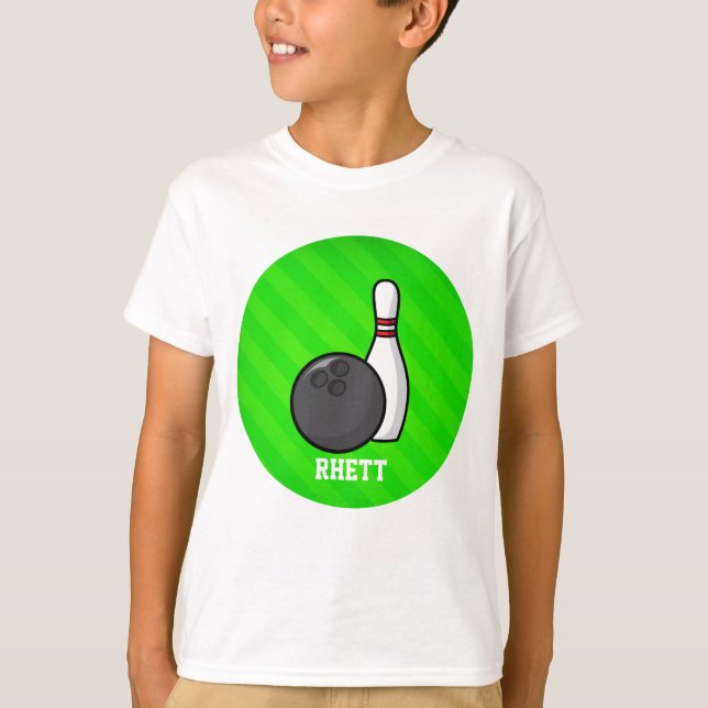 Bowling; Neon Green Stripes T-Shirt (Vorderseite)